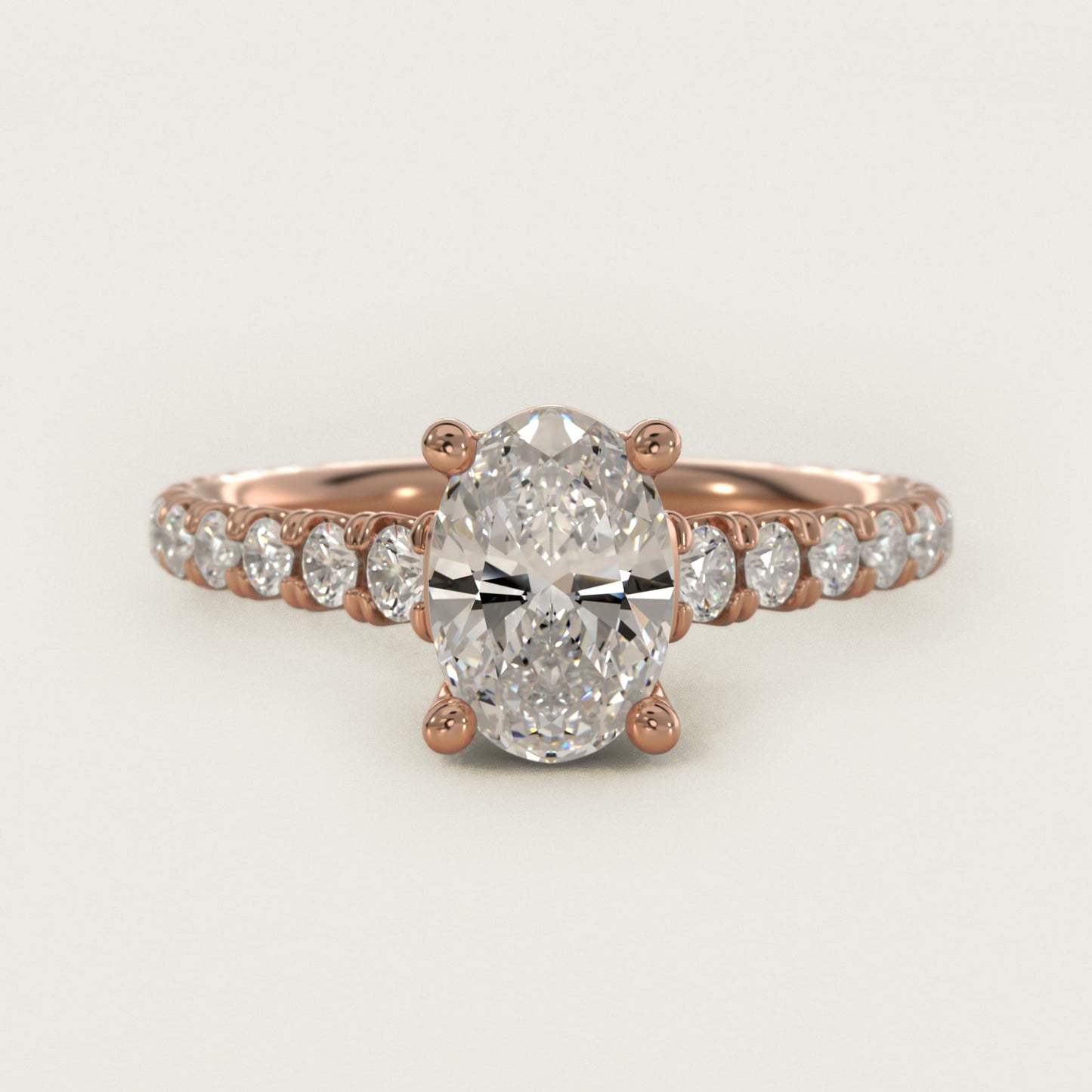 The Gallery Collection™ Cathedral PavŽ Diamond Engagement Ring in 14k Rose Gold (5/8 ct. tw.) - Oval Center