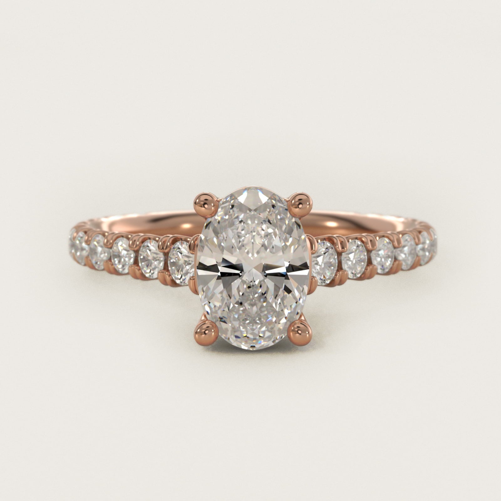 The Gallery Collection™ Cathedral PavŽ Diamond Engagement Ring in 14k Rose Gold (5/8 ct. tw.) - Oval Center