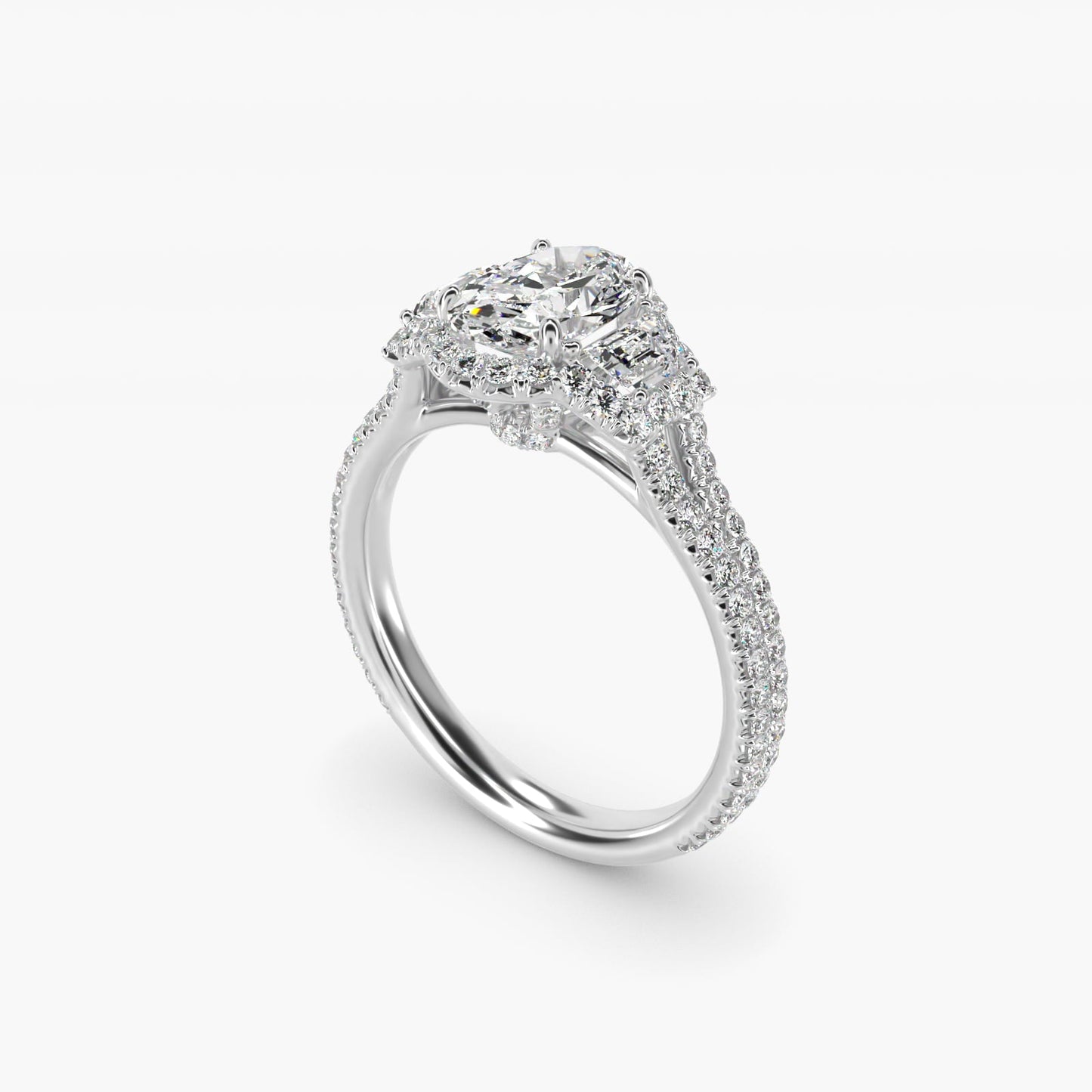 The Gallery Collection? Floating Diamond Engagement Ring in 18k White Gold (1/3 ct. tw.) - Oval Center