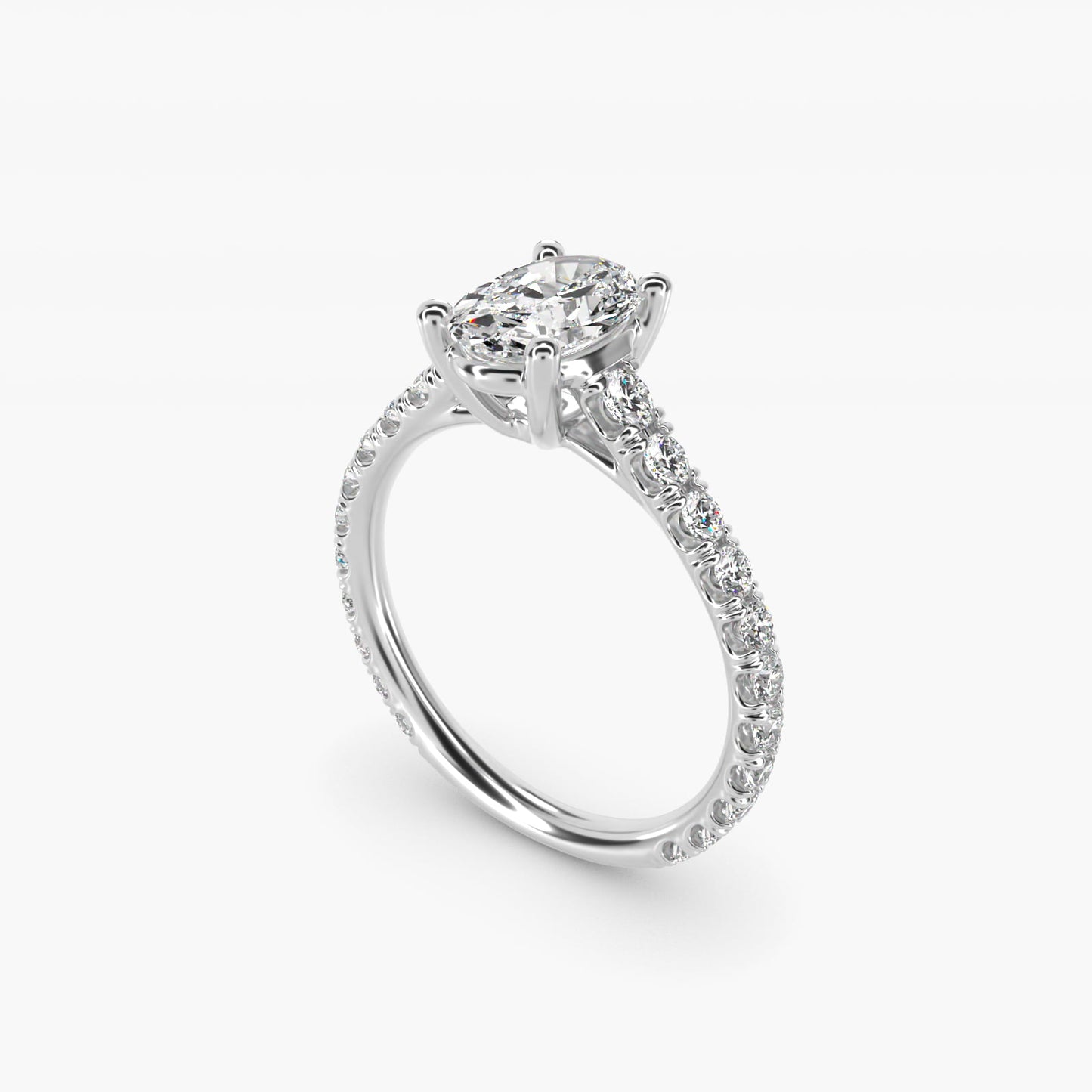 The Gallery Collection™ Cathedral PavŽ Diamond Engagement Ring in 14k White Gold (5/8 ct. tw.) - Oval Center