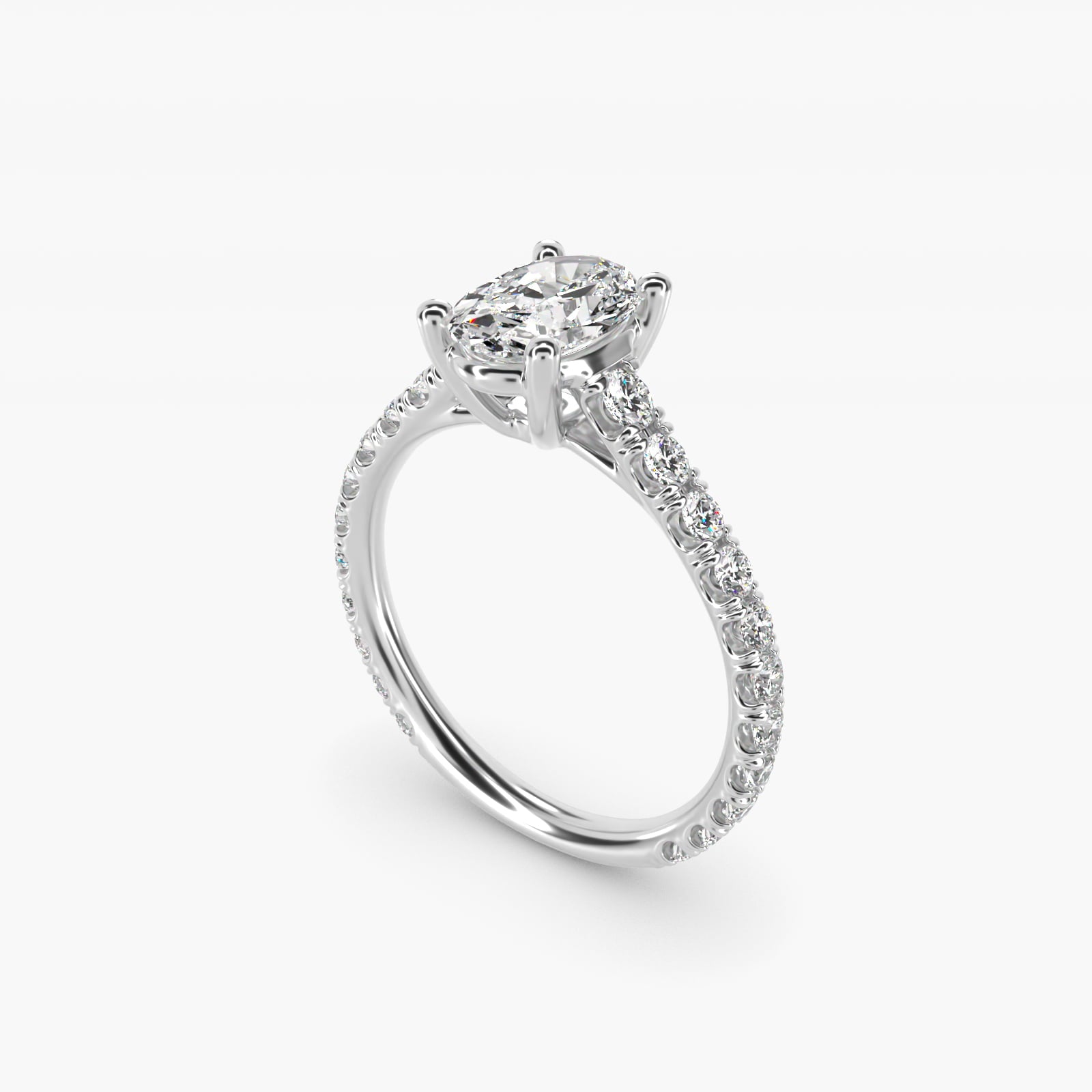 The Gallery Collection™ Cathedral PavŽ Diamond Engagement Ring in 14k White Gold (5/8 ct. tw.) - Oval Center
