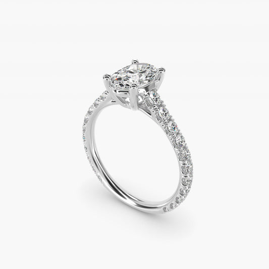 The Gallery Collection™ Cathedral PavŽ Diamond Engagement Ring in 14k White Gold (5/8 ct. tw.) - Oval Center