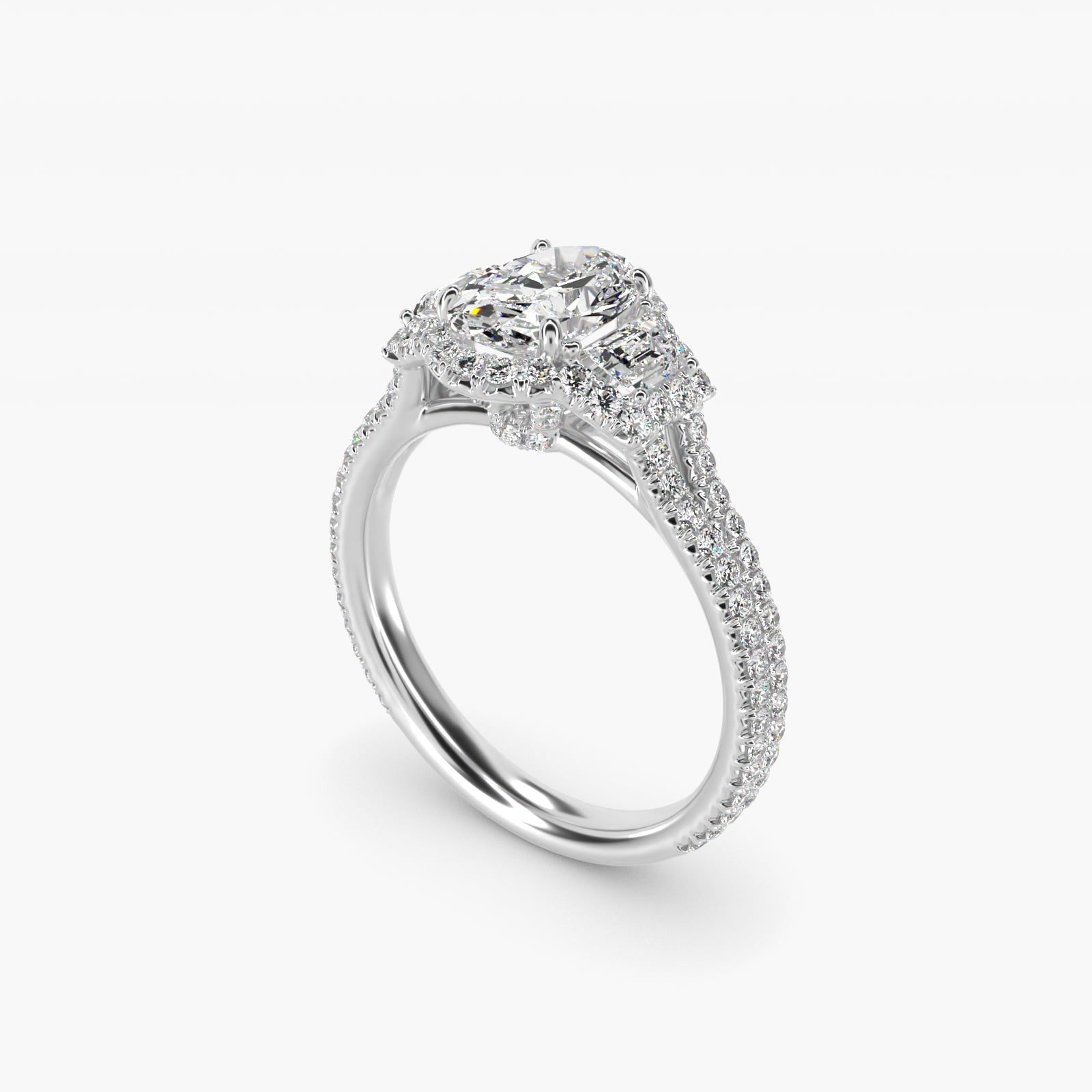 The Gallery Collection? Rolled Micropav? Diamond Engagement Ring in 18k White Gold (3/8 ct. tw.) - Oval Center
