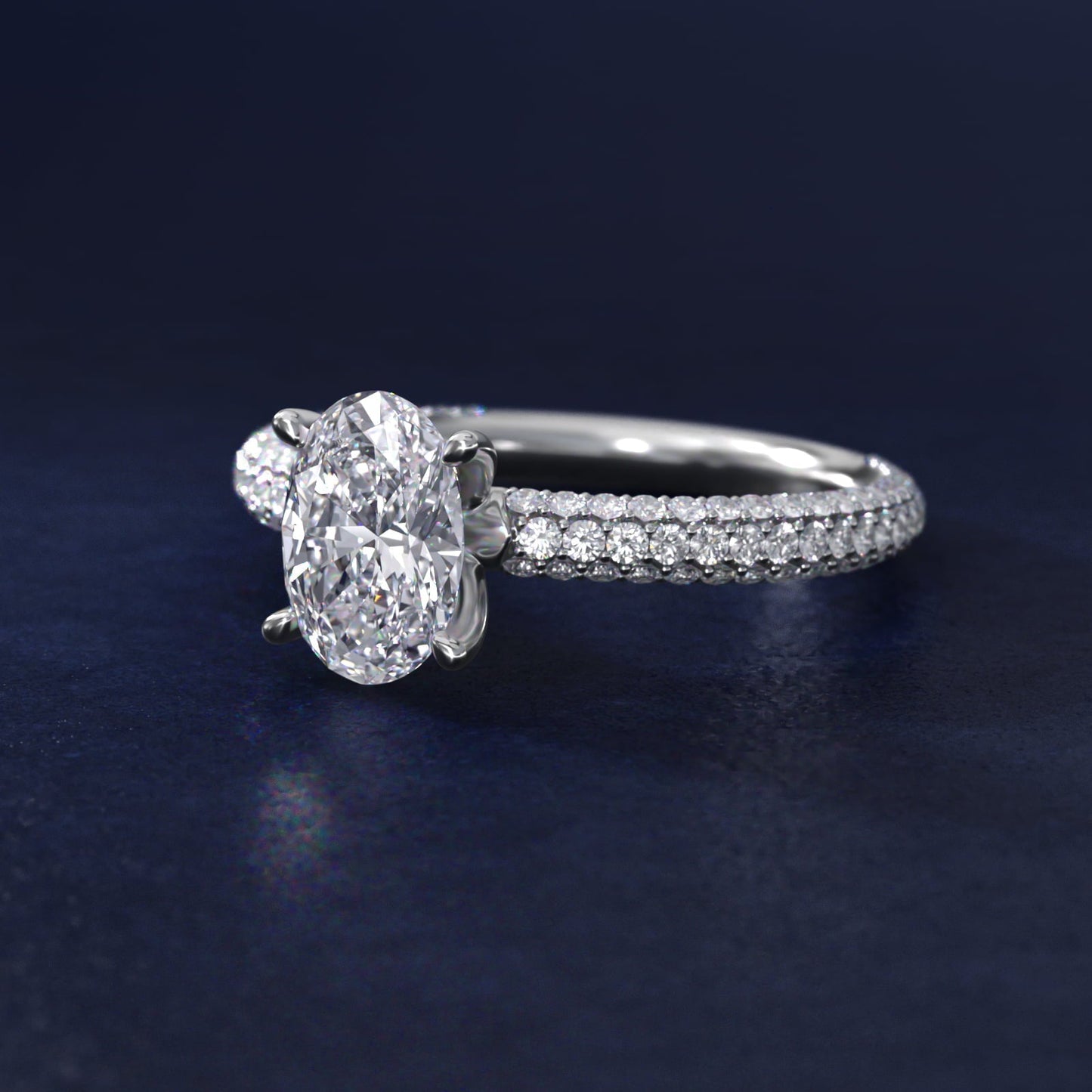The Gallery Collection? Rolled Micropav? Diamond Engagement Ring in 18k White Gold (3/8 ct. tw.) - Oval Center