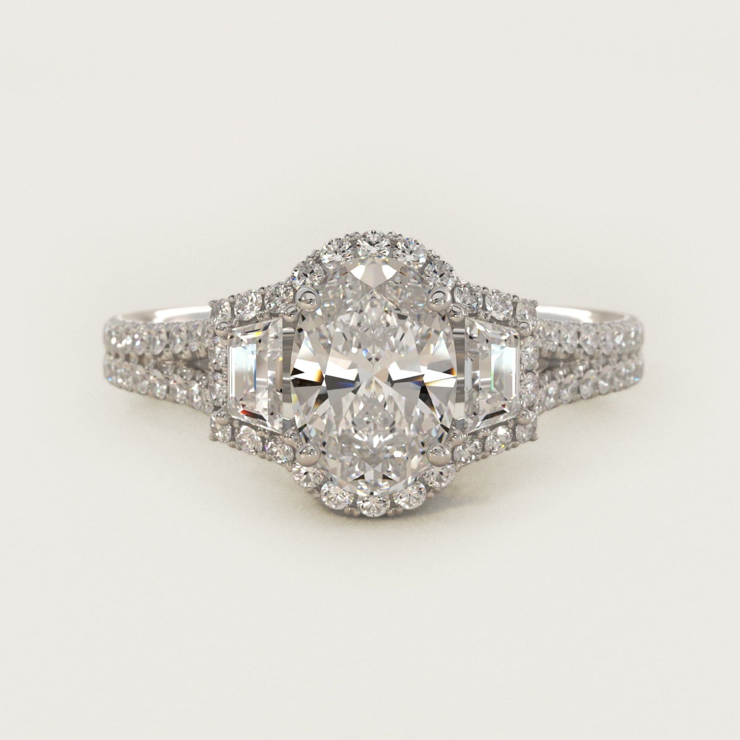 The Gallery Collection? Rolled Micropav? Diamond Engagement Ring in 18k White Gold (3/8 ct. tw.) - Oval Center