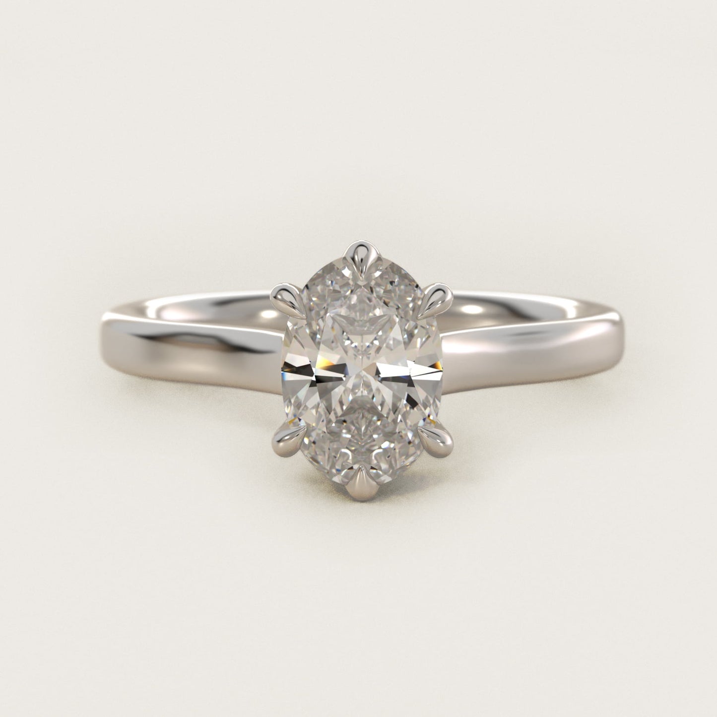 The Gallery Collection Six-Prong Trellis Solitaire Diamond Engagement Ring in 14k White Gold - Oval Center