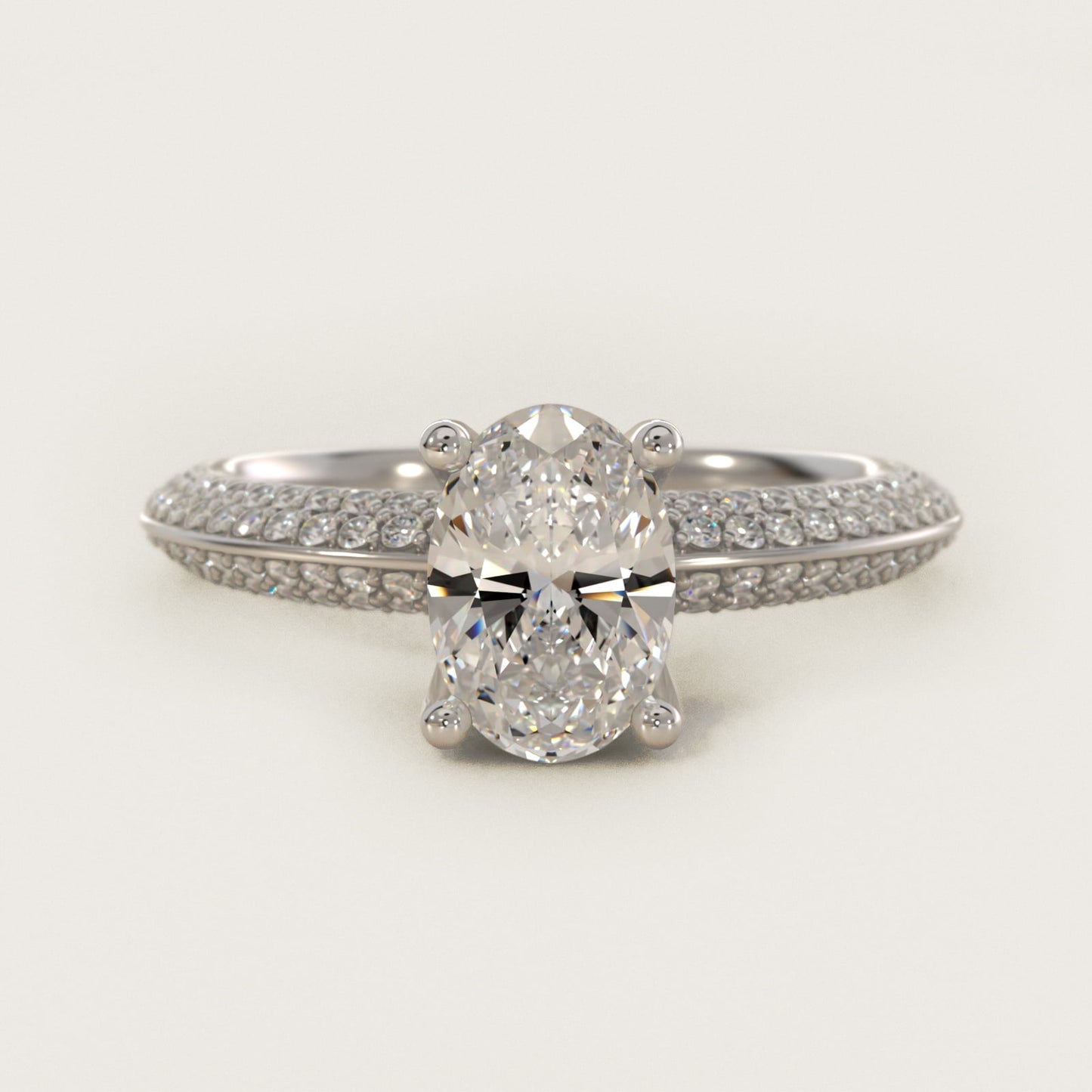 The Gallery Collection™ Knife Edge MicropavŽ Diamond Engagement Ring in 14k White Gold (3/8 ct. tw.) - Oval Center