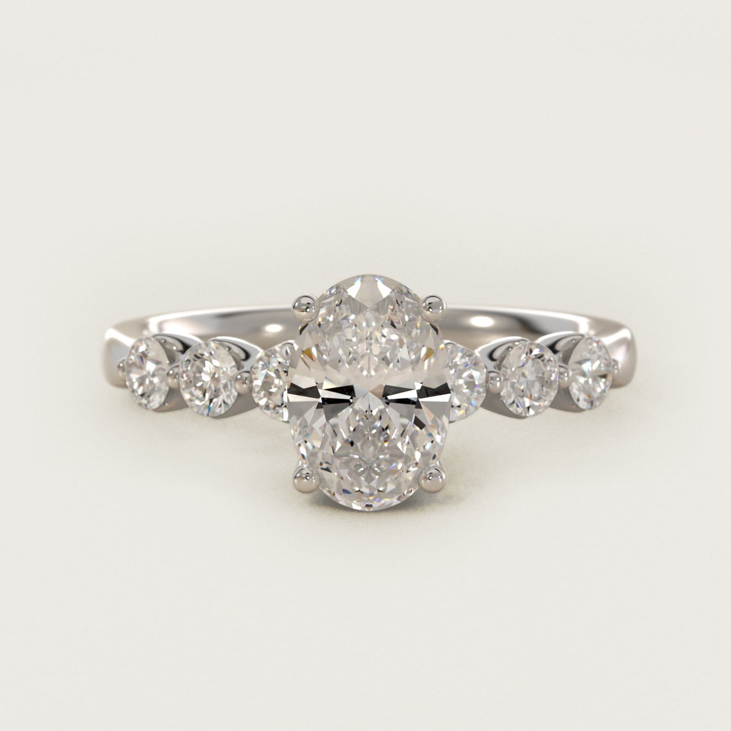 The Gallery Collection™ Floating Diamond Engagement Ring in 14k White Gold (1/3 ct. tw.) - Oval Center