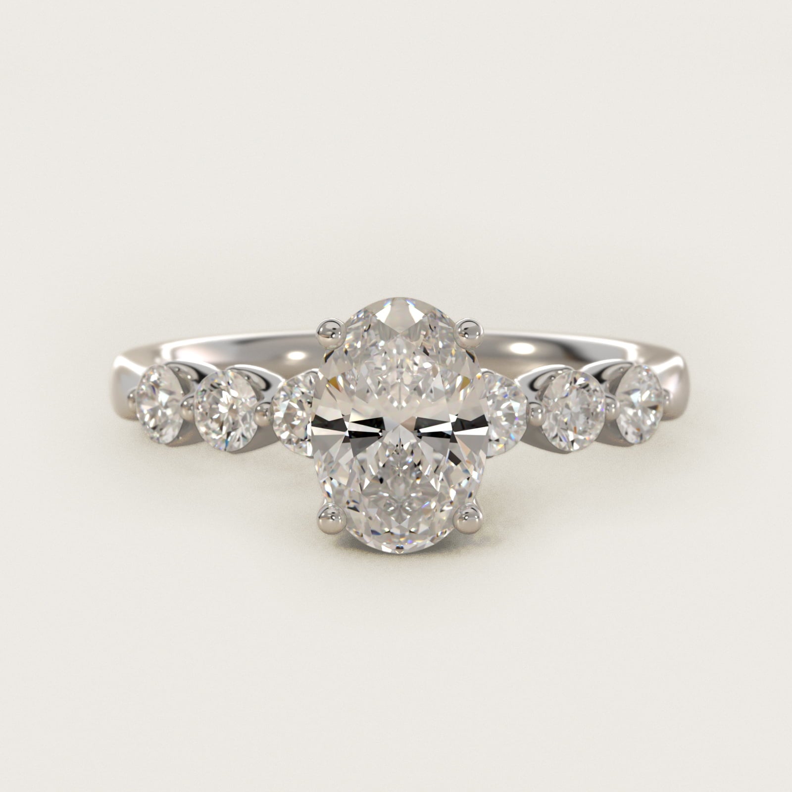 The Gallery Collection™ Floating Diamond Engagement Ring in 14k White Gold (1/3 ct. tw.) - Oval Center