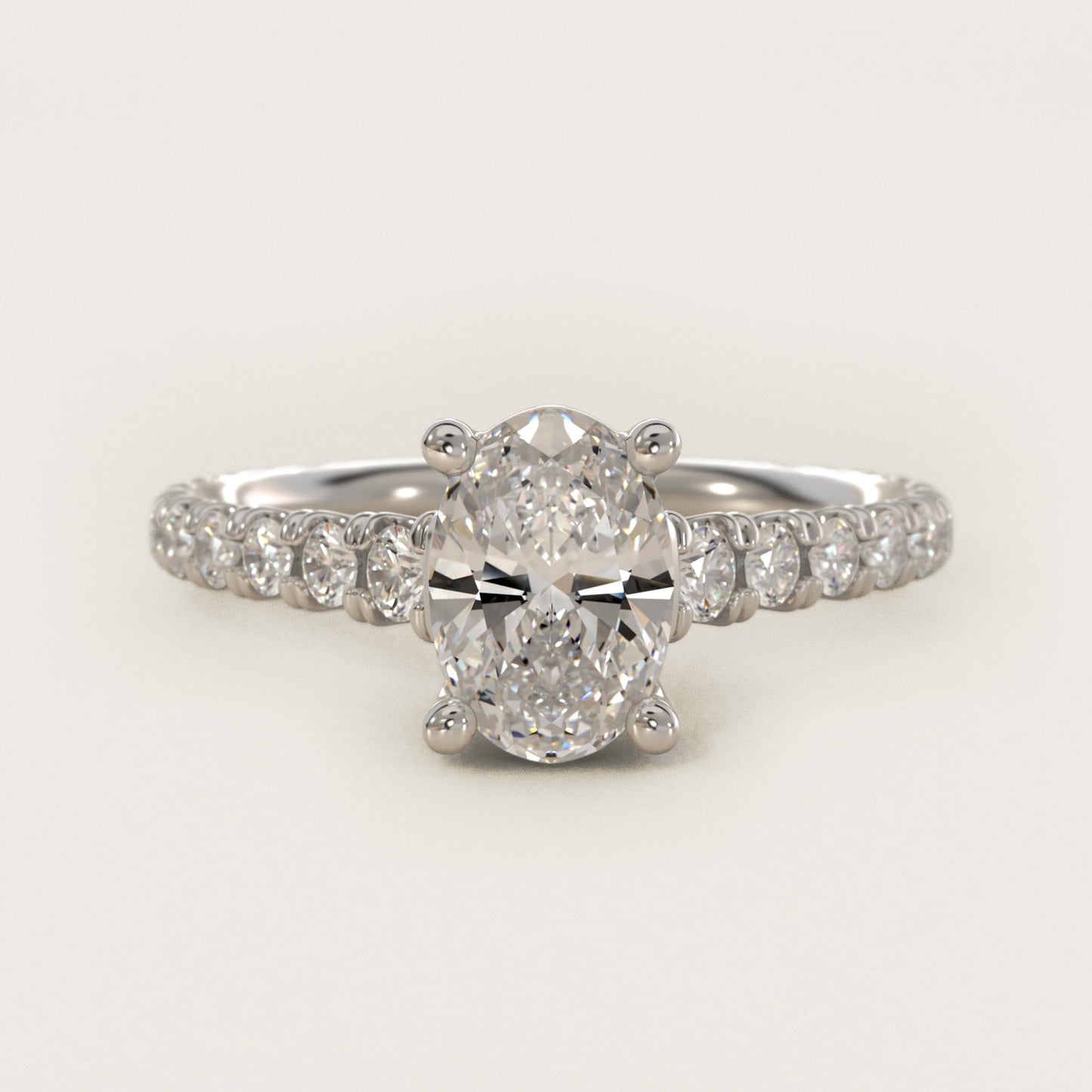 The Gallery Collection™ Cathedral PavŽ Diamond Engagement Ring in 14k White Gold (5/8 ct. tw.) - Oval Center