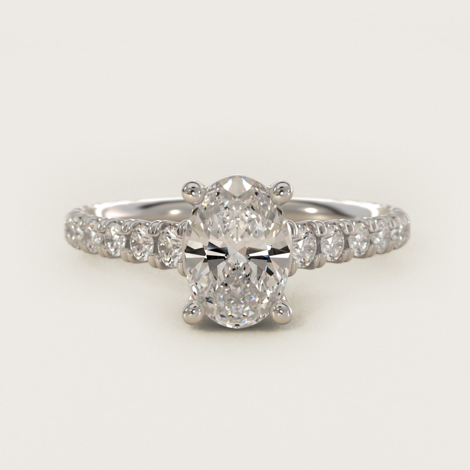 The Gallery Collection™ Cathedral PavŽ Diamond Engagement Ring in 14k White Gold (5/8 ct. tw.) - Oval Center