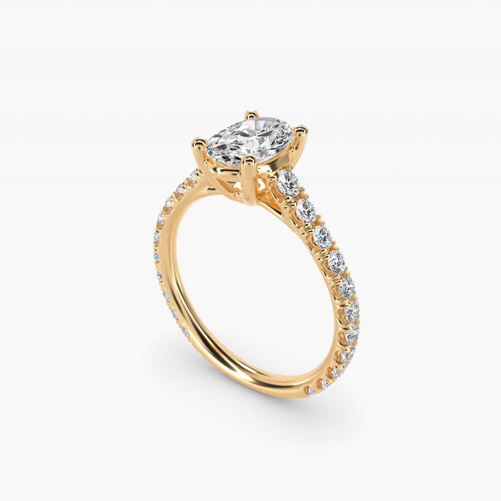 The Gallery Collection™ Cathedral PavŽ Diamond Engagement Ring in 14K Yellow Gold (5/8 ct. tw.) - Oval Center