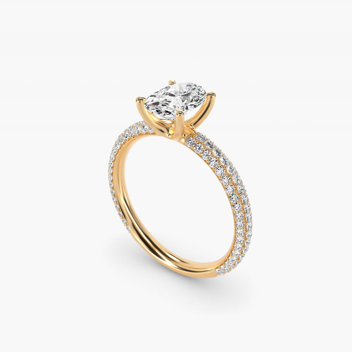 The Gallery Collection™ Rolled MicropavŽ Diamond Engagement Ring in 14K Yellow Gold (3/8 ct. tw.) - Oval Center