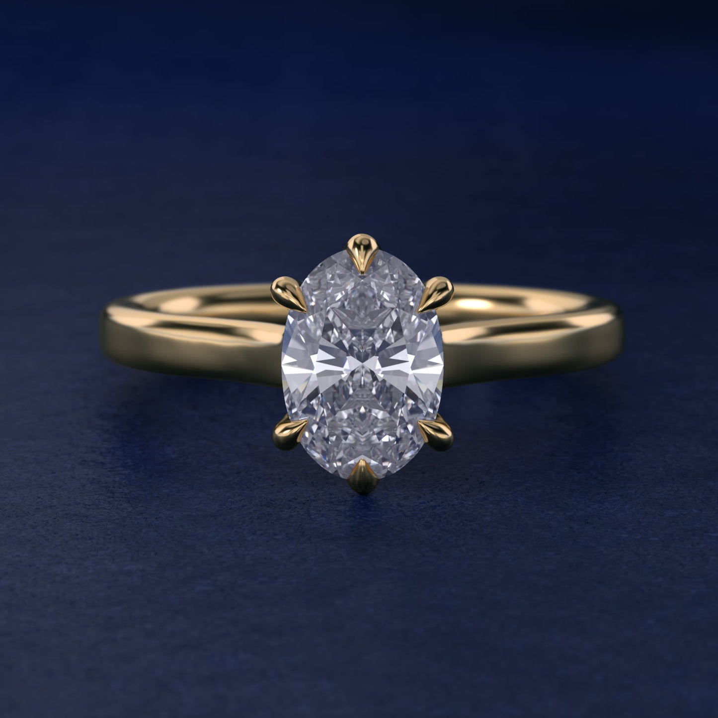 The Gallery Collection Six-Prong Trellis Solitaire Diamond Engagement Ring in 18k Yellow Gold - Oval Center