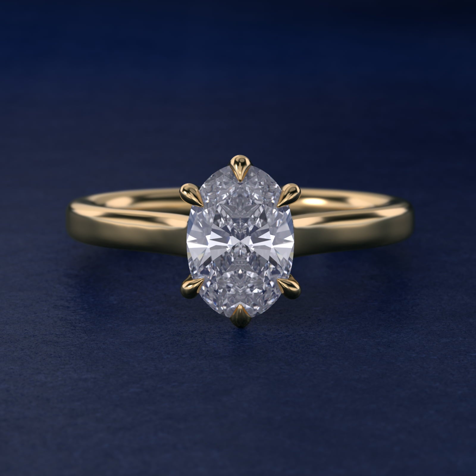 The Gallery Collection Six-Prong Trellis Solitaire Diamond Engagement Ring in 18k Yellow Gold - Oval Center