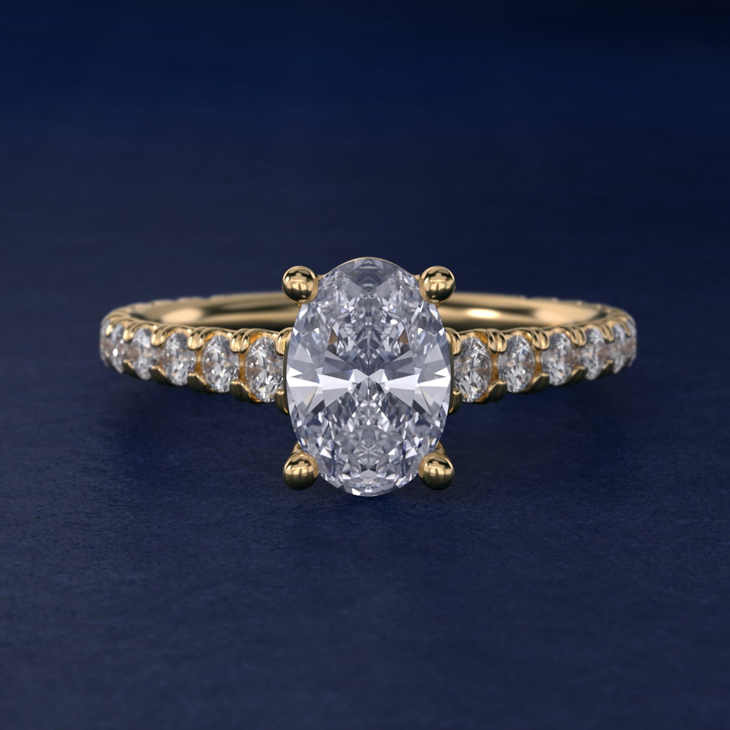 The Gallery Collection? Cathedral Pav? Diamond Engagement Ring in 18k Yellow Gold (5/8 ct. tw.) - Oval Center