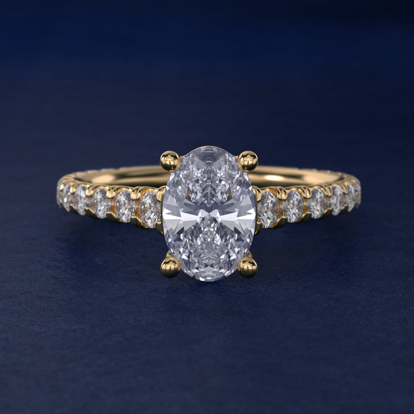 The Gallery Collection? Cathedral Pav? Diamond Engagement Ring in 18k Yellow Gold (5/8 ct. tw.) - Oval Center