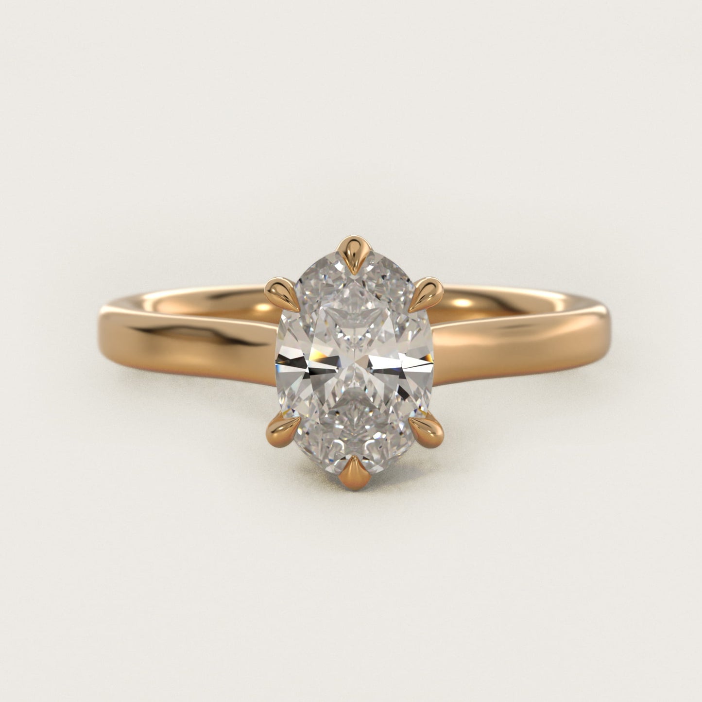 The Gallery Collection Six-Prong Trellis Solitaire Diamond Engagement Ring in 18k Yellow Gold - Oval Center