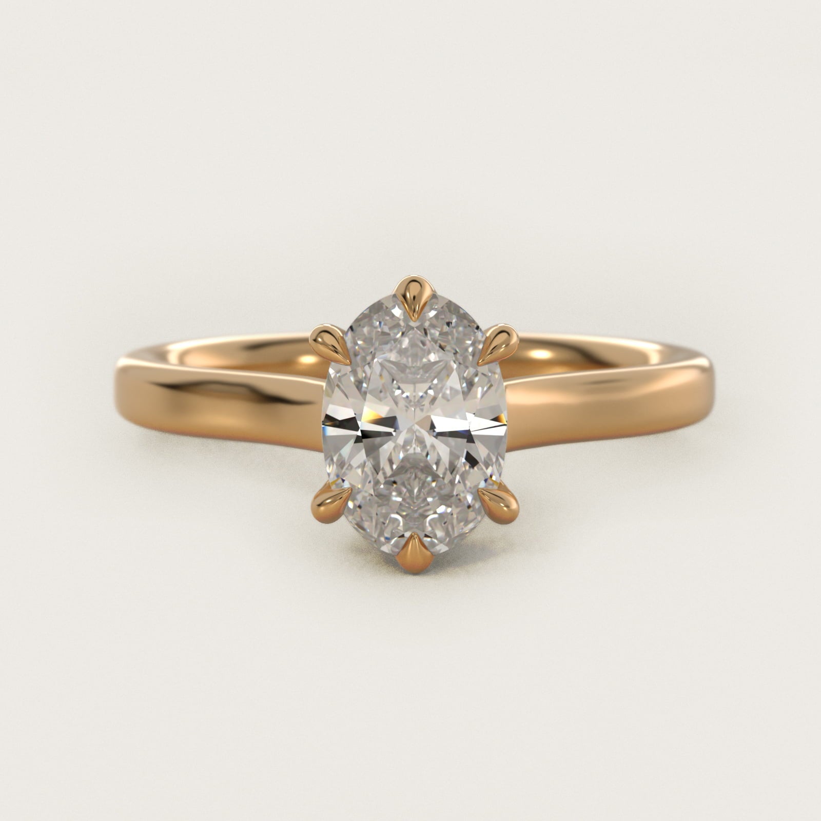 The Gallery Collection Six-Prong Trellis Solitaire Diamond Engagement Ring in 18k Yellow Gold - Oval Center