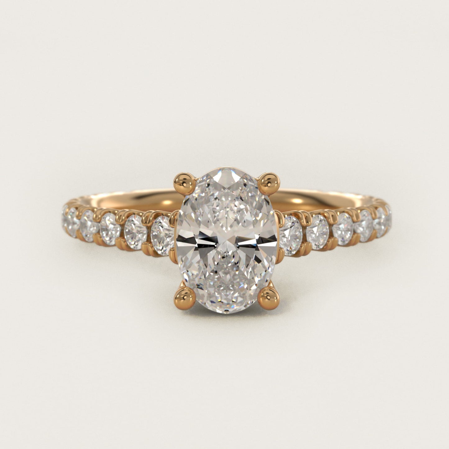 The Gallery Collection™ Cathedral PavŽ Diamond Engagement Ring in 14K Yellow Gold (5/8 ct. tw.) - Oval Center