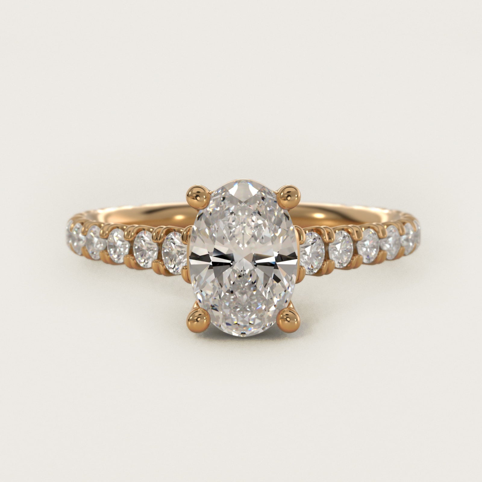 The Gallery Collection™ Cathedral PavŽ Diamond Engagement Ring in 14K Yellow Gold (5/8 ct. tw.) - Oval Center