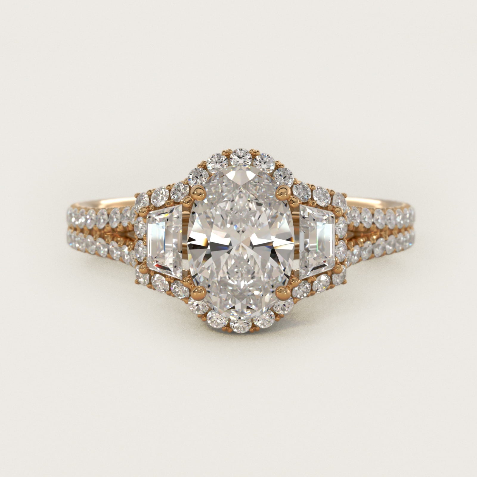 The Gallery Collection? Rolled Micropav? Diamond Engagement Ring in 18k Yellow Gold (3/8 ct. tw.) - Oval Center