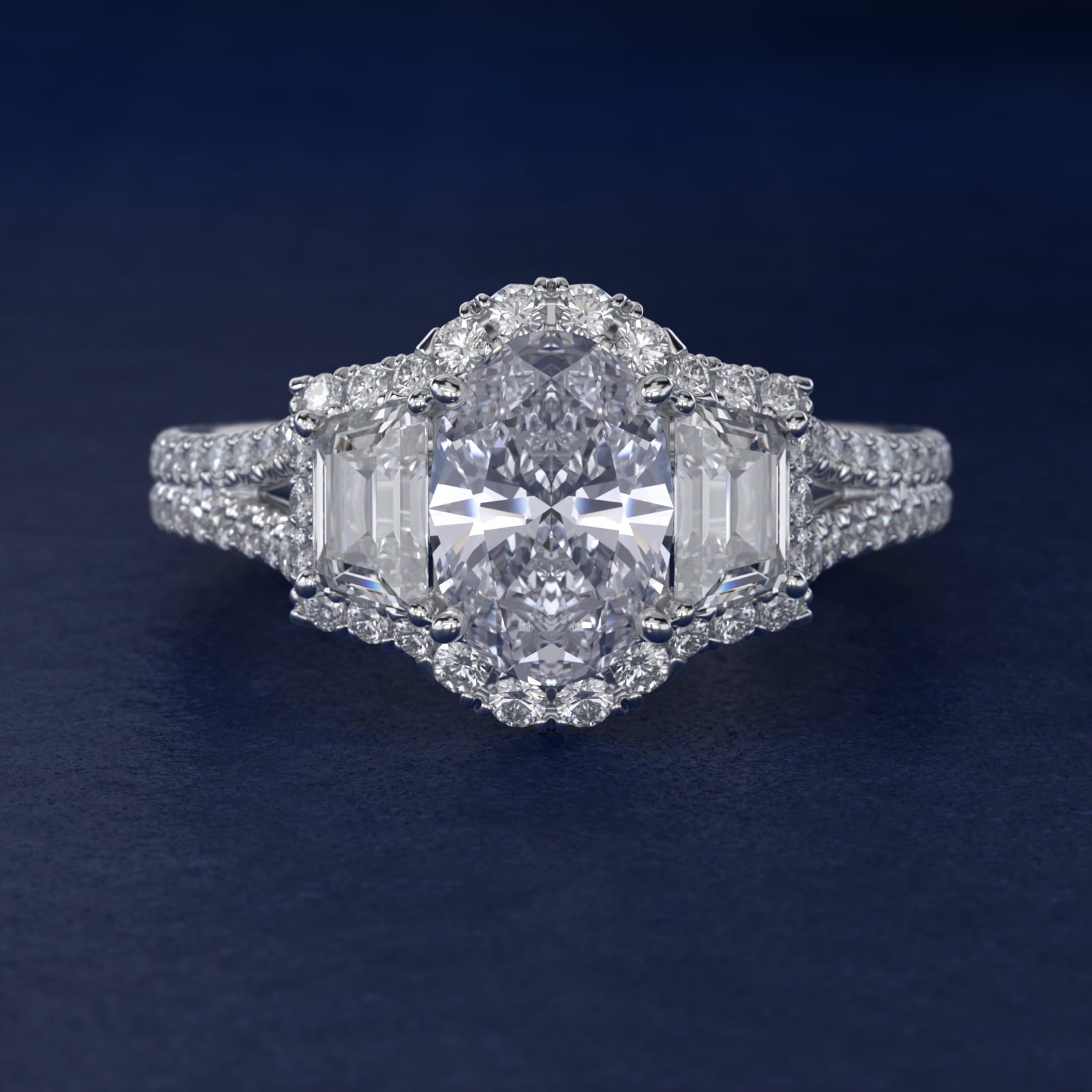 The Gallery Collection? Floating Diamond Engagement Ring in Platinum (1/3 ct. tw.) - Oval Center