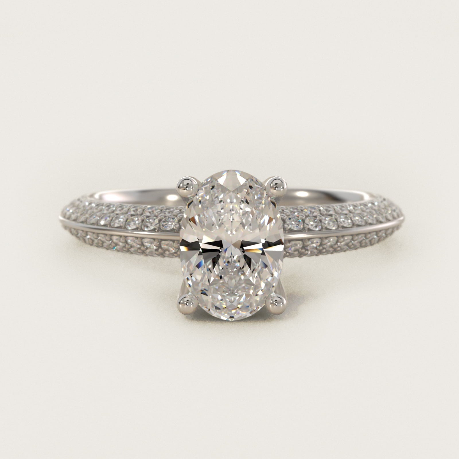 The Gallery Collection? Rolled Micropav? Diamond Engagement Ring in Platinum (3/8 ct. tw.) - Oval Center