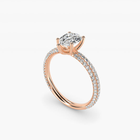 The Gallery Collection™ Rolled MicropavŽ Diamond Engagement Ring in 14k Rose Gold (3/8 ct. tw.) - Pear Center