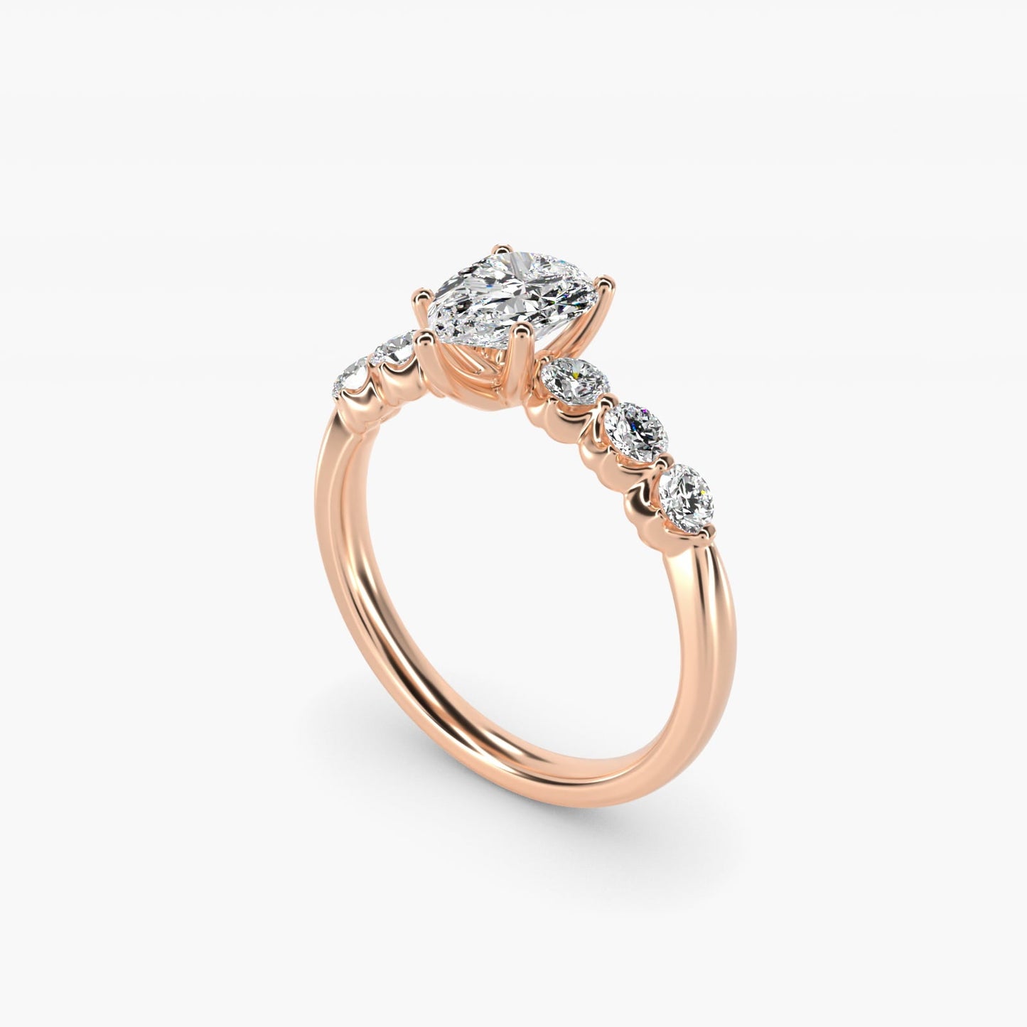 The Gallery Collection? Cathedral Pav? Diamond Engagement Ring in 18k Rose Gold (5/8 ct. tw.) - Pear Center
