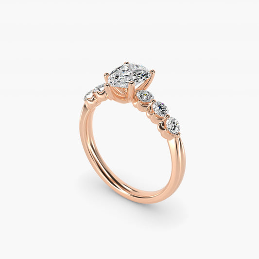 The Gallery Collection? Cathedral Pav? Diamond Engagement Ring in 18k Rose Gold (5/8 ct. tw.) - Pear Center