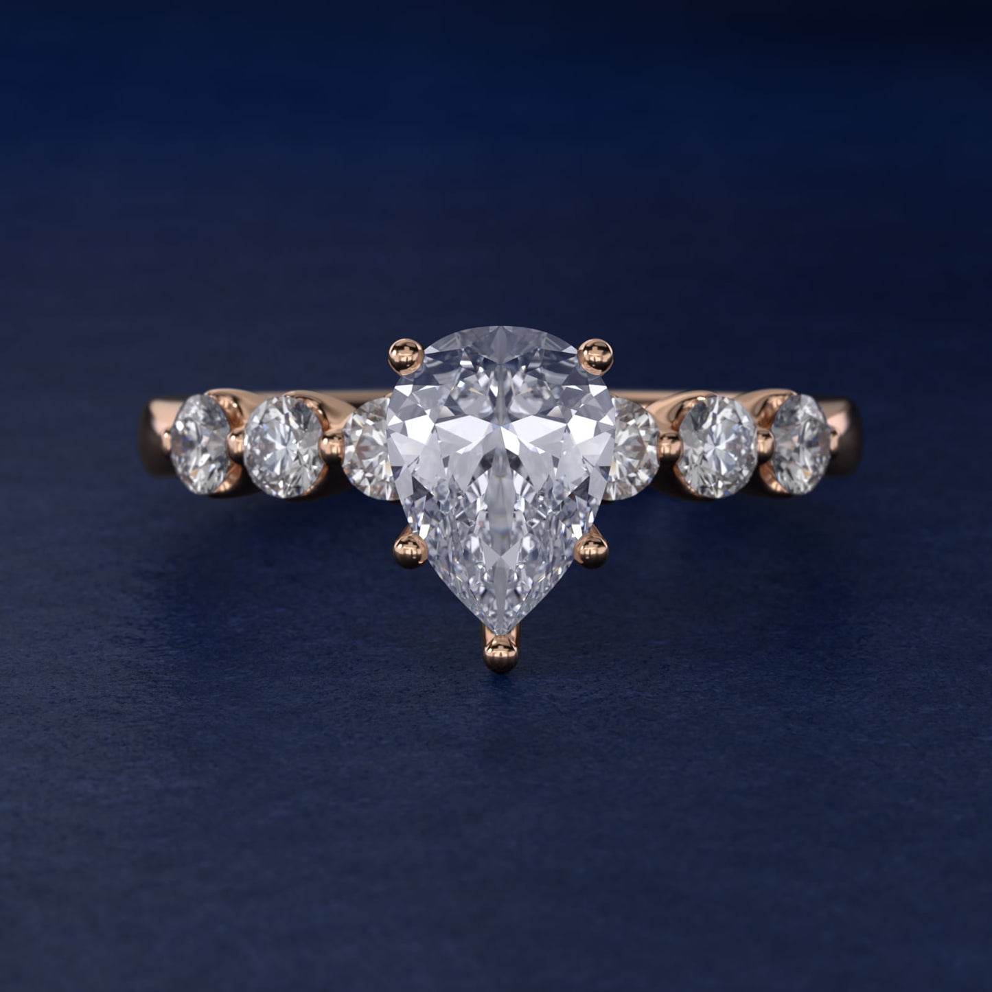 The Gallery Collection™ Floating Diamond Engagement Ring in 14k Rose Gold (1/3 ct. tw.) - Pear Center