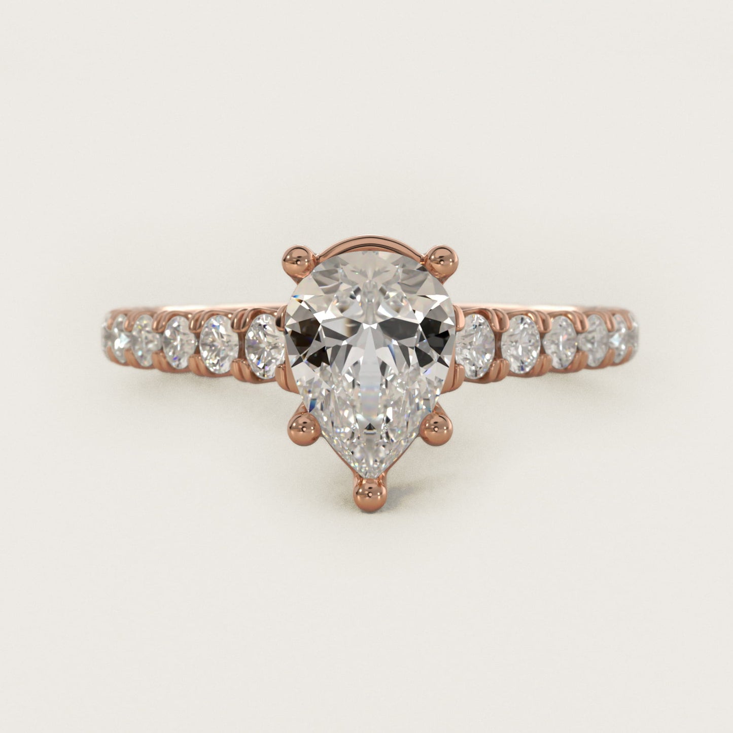The Gallery Collection™ Cathedral PavŽ Diamond Engagement Ring in 14k Rose Gold (5/8 ct. tw.) - Pear Center