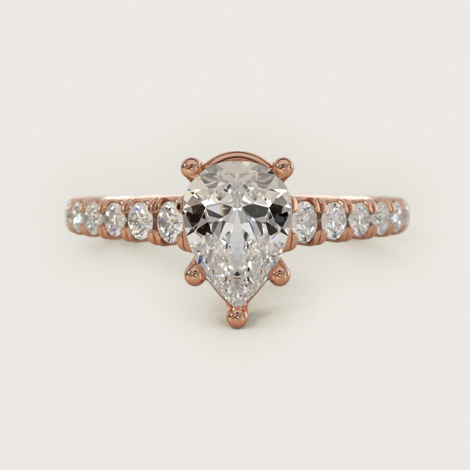The Gallery Collection™ Cathedral PavŽ Diamond Engagement Ring in 14k Rose Gold (5/8 ct. tw.) - Pear Center