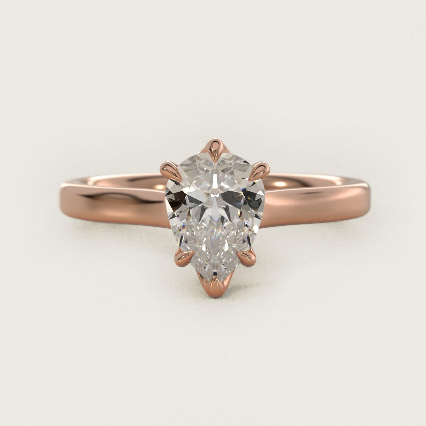 The Gallery Collection Six-Prong Trellis Solitaire Diamond Engagement Ring in 18k Rose Gold - Pear Center