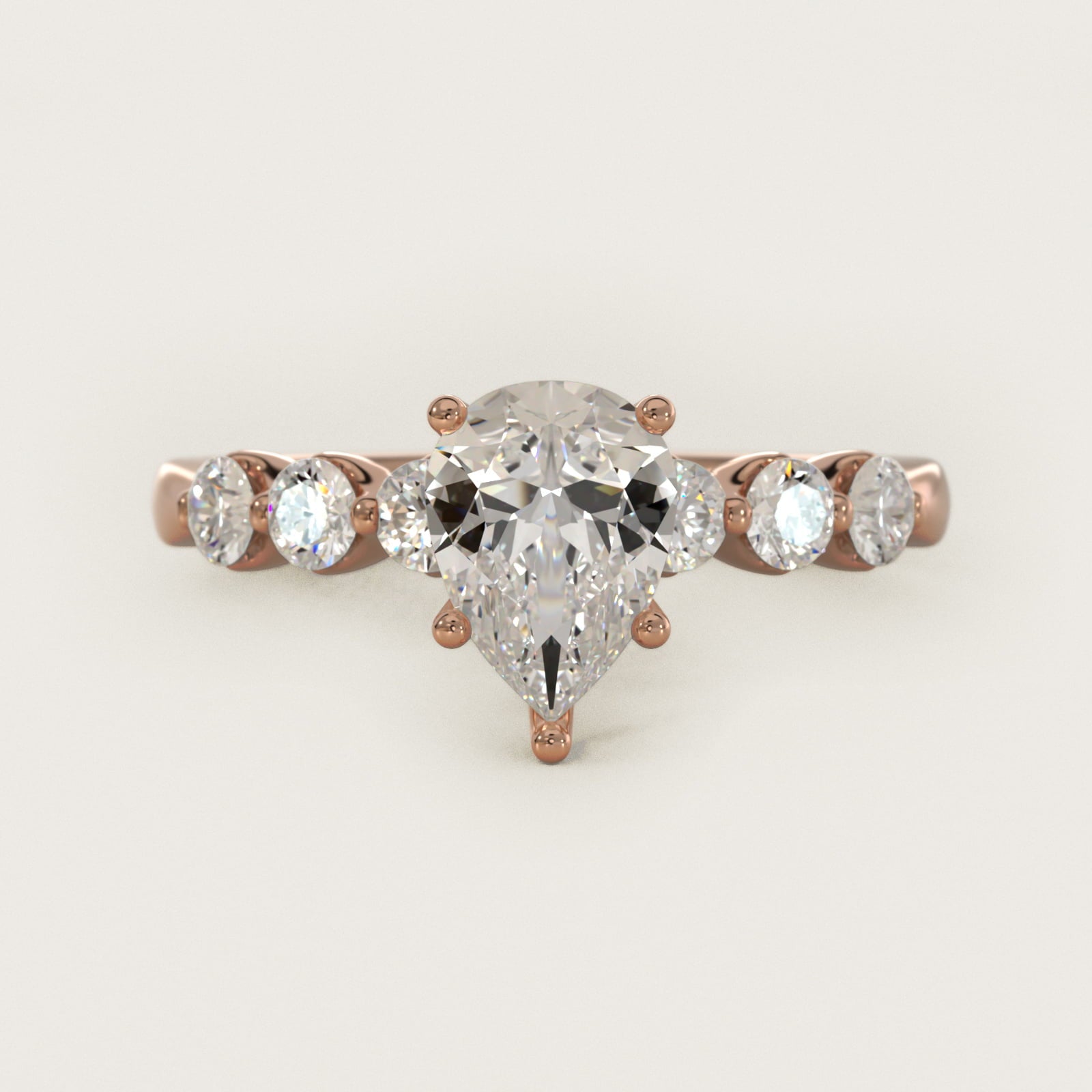 The Gallery Collection™ Floating Diamond Engagement Ring in 14k Rose Gold (1/3 ct. tw.) - Pear Center