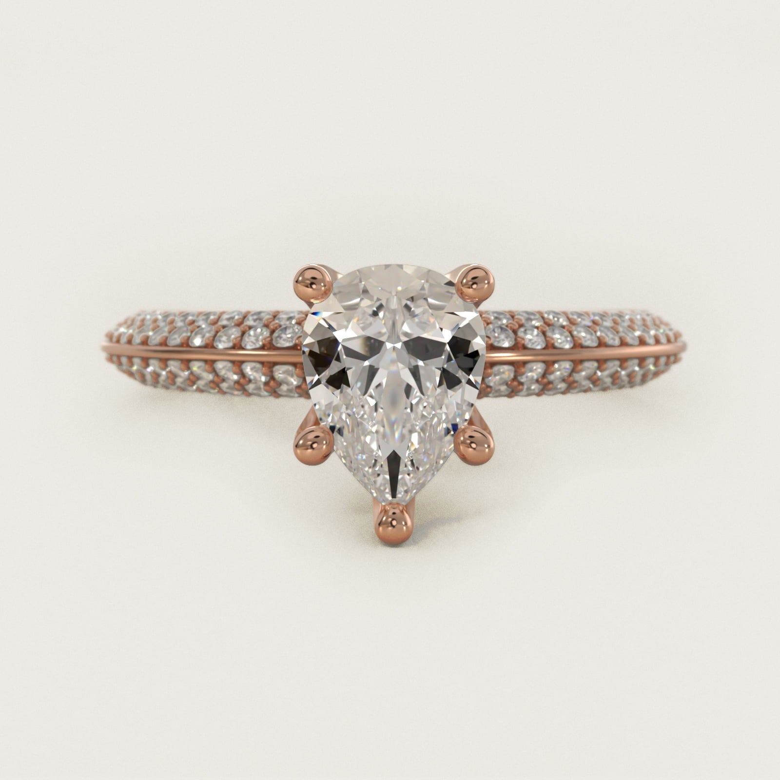 The Gallery Collection? Floating Diamond Engagement Ring in 18k Rose Gold (1/3 ct. tw.) - Pear Center