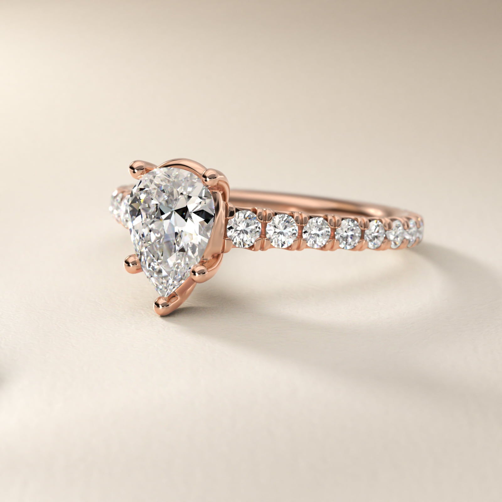 The Gallery Collection™ Cathedral PavŽ Diamond Engagement Ring in 14k Rose Gold (5/8 ct. tw.) - Pear Center