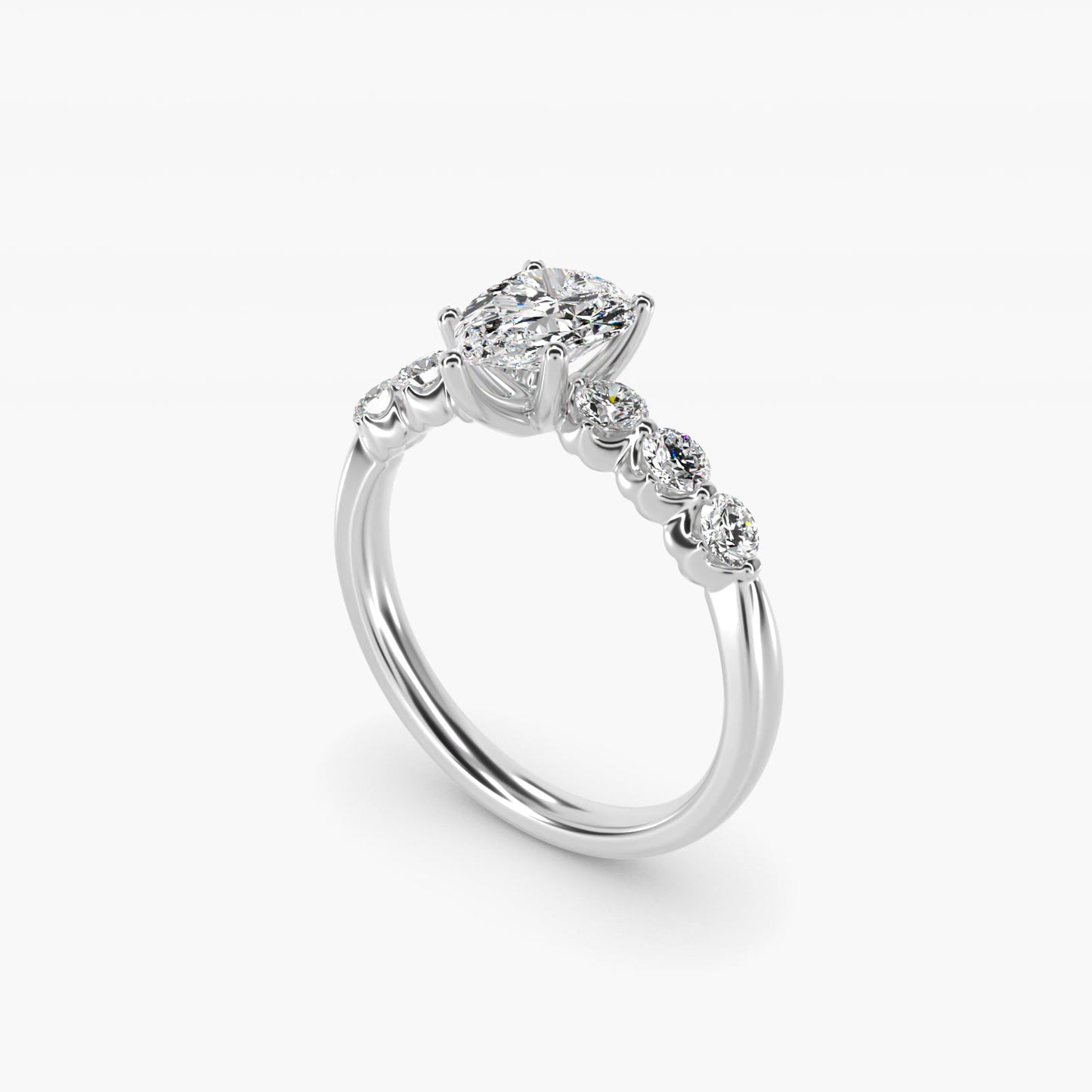 The Gallery Collection™ Floating Diamond Engagement Ring in 14k White Gold (1/3 ct. tw.) - Pear Center