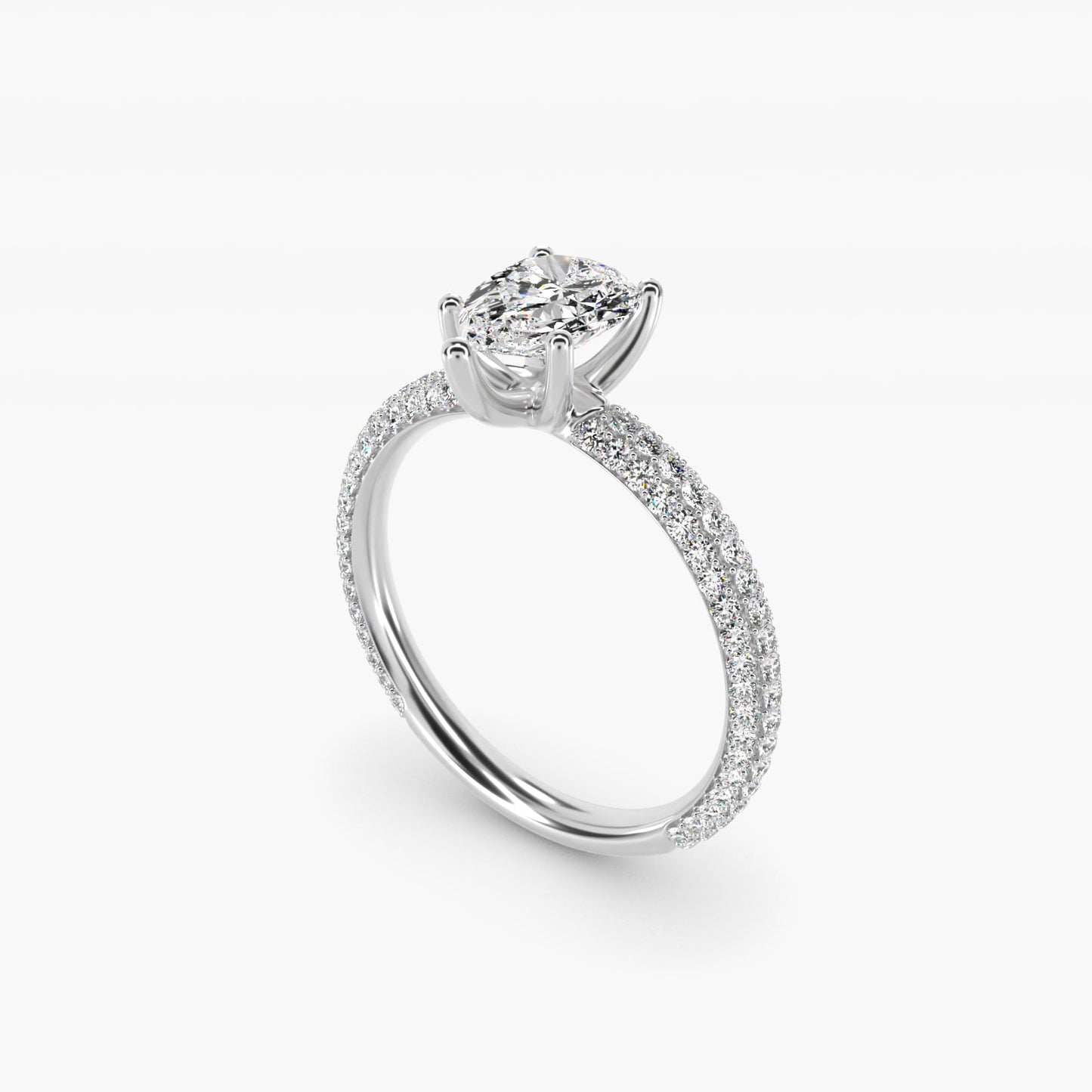 The Gallery Collection™ Rolled MicropavŽ Diamond Engagement Ring in 14k White Gold (3/8 ct. tw.) - Pear Center