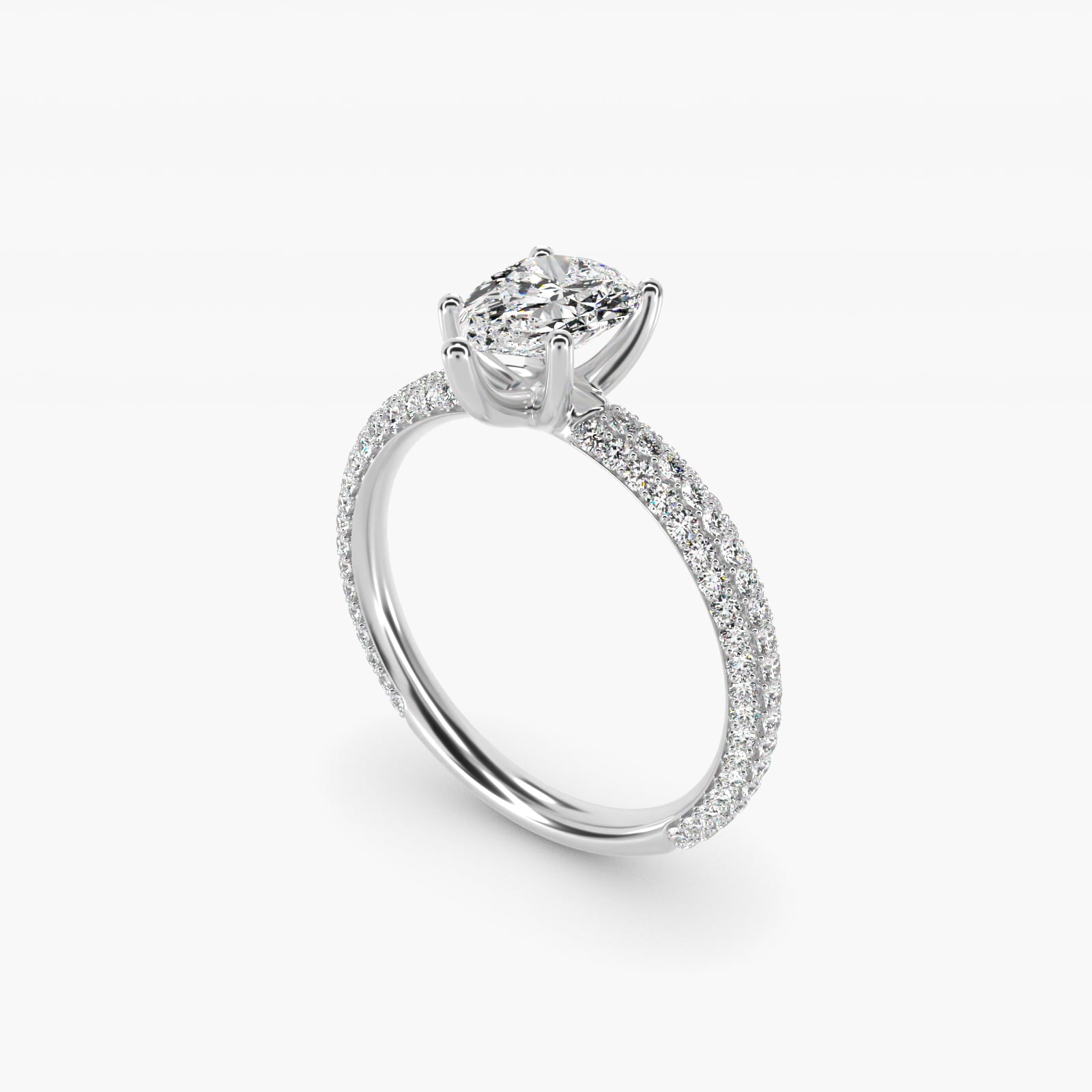 The Gallery Collection™ Rolled MicropavŽ Diamond Engagement Ring in 14k White Gold (3/8 ct. tw.) - Pear Center