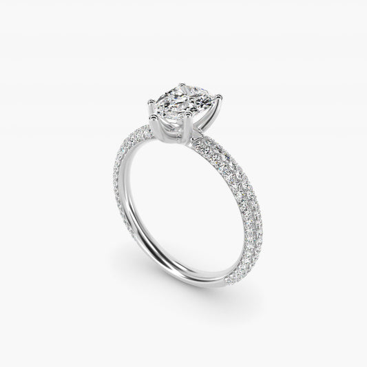 The Gallery Collection™ Rolled MicropavŽ Diamond Engagement Ring in 14k White Gold (3/8 ct. tw.) - Pear Center