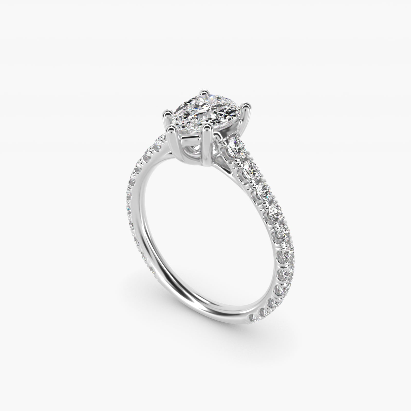 The Gallery Collection™ Cathedral PavŽ Diamond Engagement Ring in 14k White Gold (5/8 ct. tw.) - Pear Center