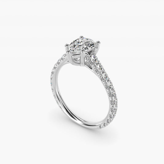 The Gallery Collection™ Cathedral PavŽ Diamond Engagement Ring in 14k White Gold (5/8 ct. tw.) - Pear Center