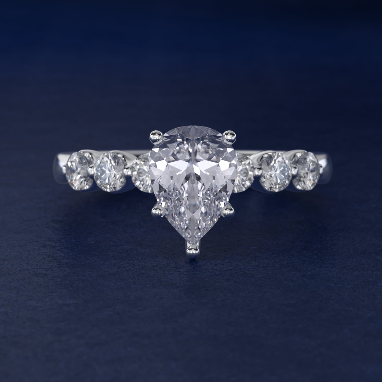The Gallery Collection™ Floating Diamond Engagement Ring in 14k White Gold (1/3 ct. tw.) - Pear Center
