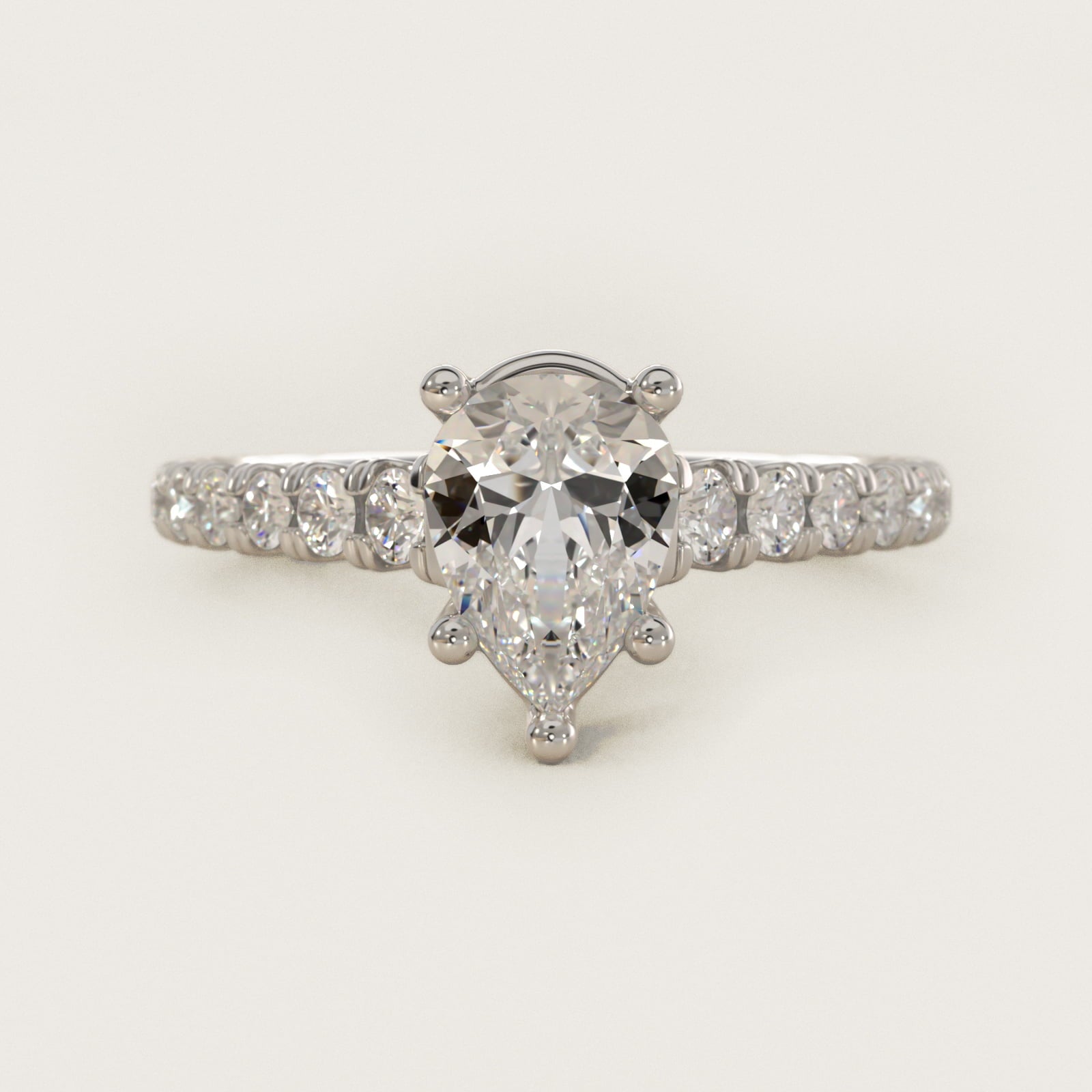 The Gallery Collection™ Cathedral PavŽ Diamond Engagement Ring in 14k White Gold (5/8 ct. tw.) - Pear Center