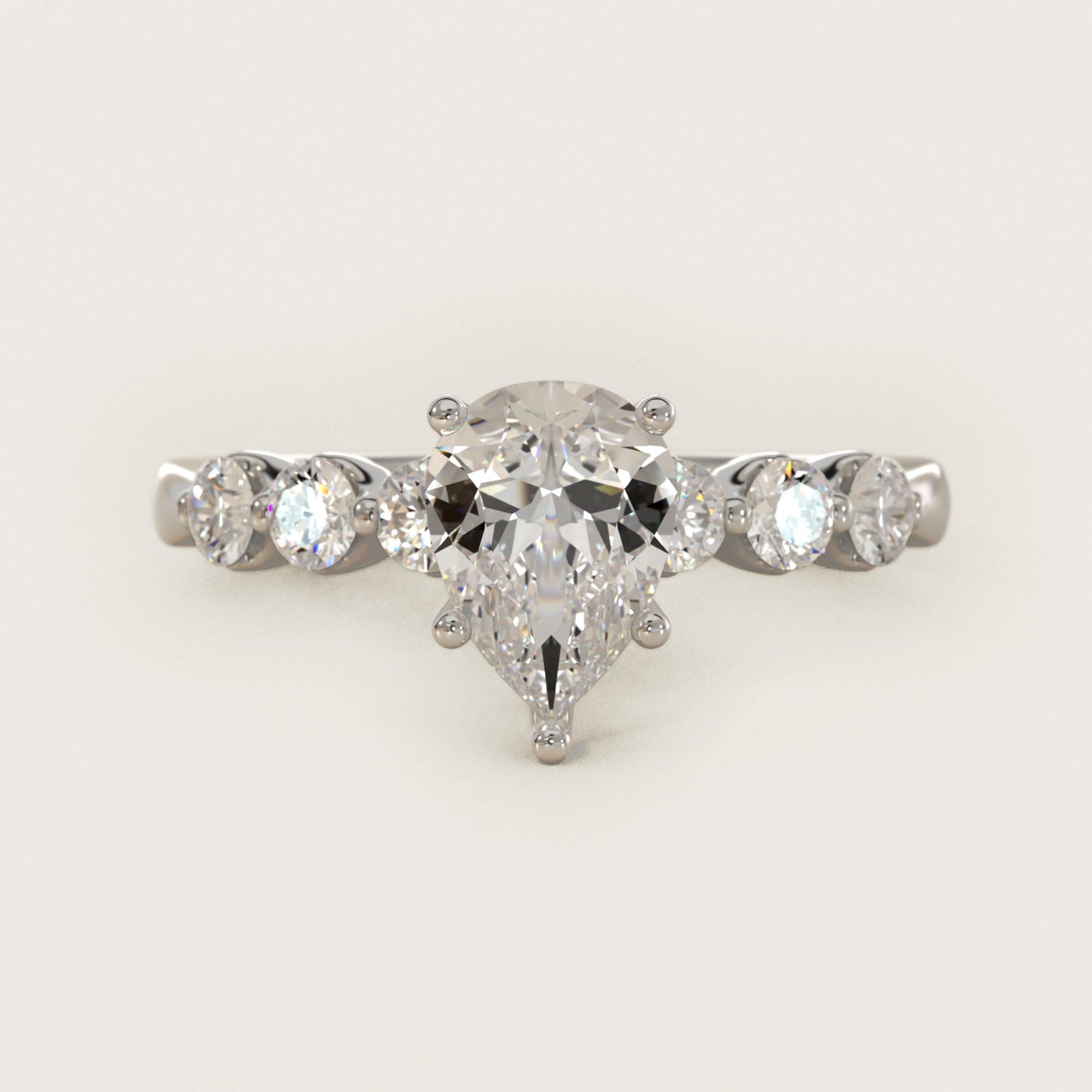 The Gallery Collection™ Floating Diamond Engagement Ring in 14k White Gold (1/3 ct. tw.) - Pear Center