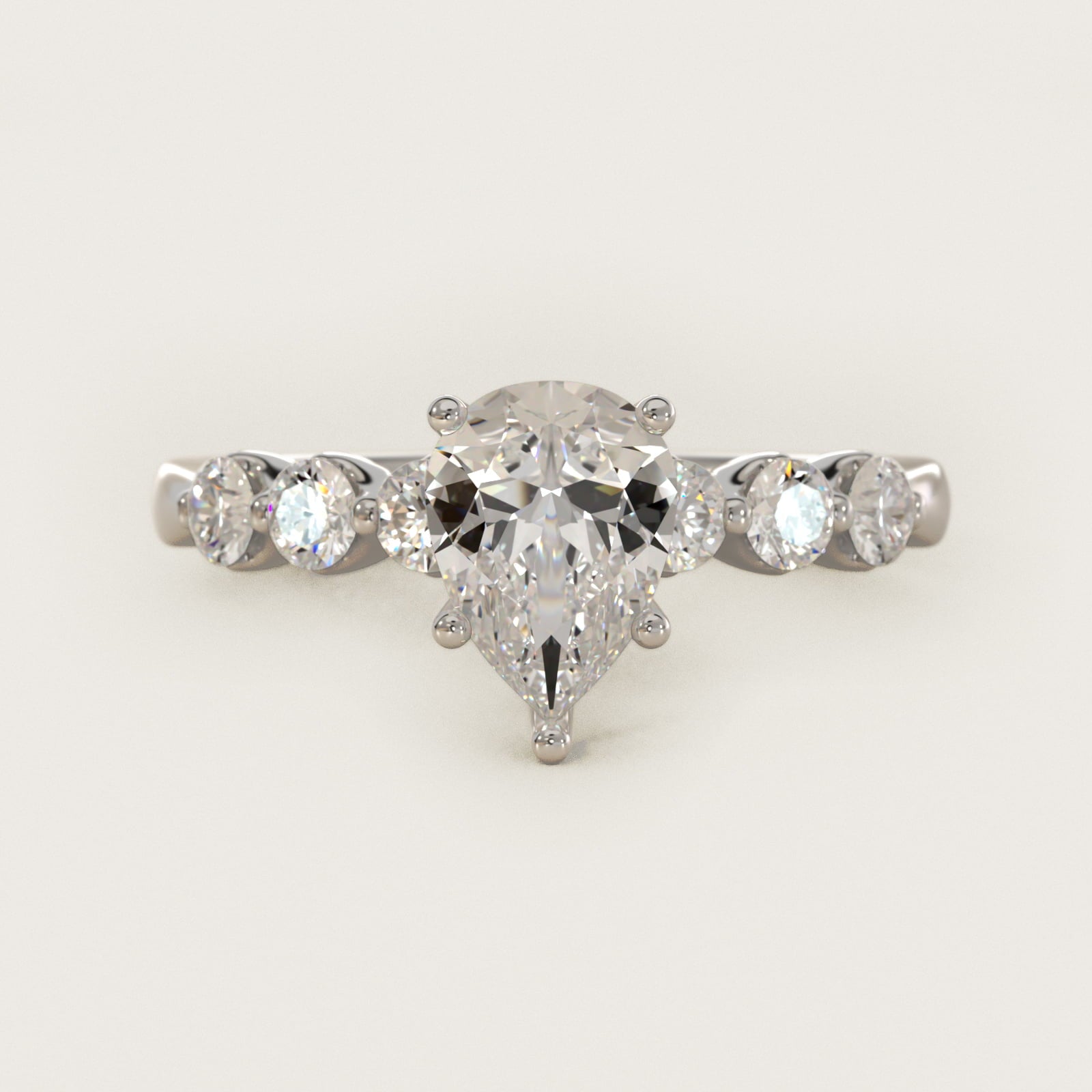 The Gallery Collection™ Floating Diamond Engagement Ring in 14k White Gold (1/3 ct. tw.) - Pear Center