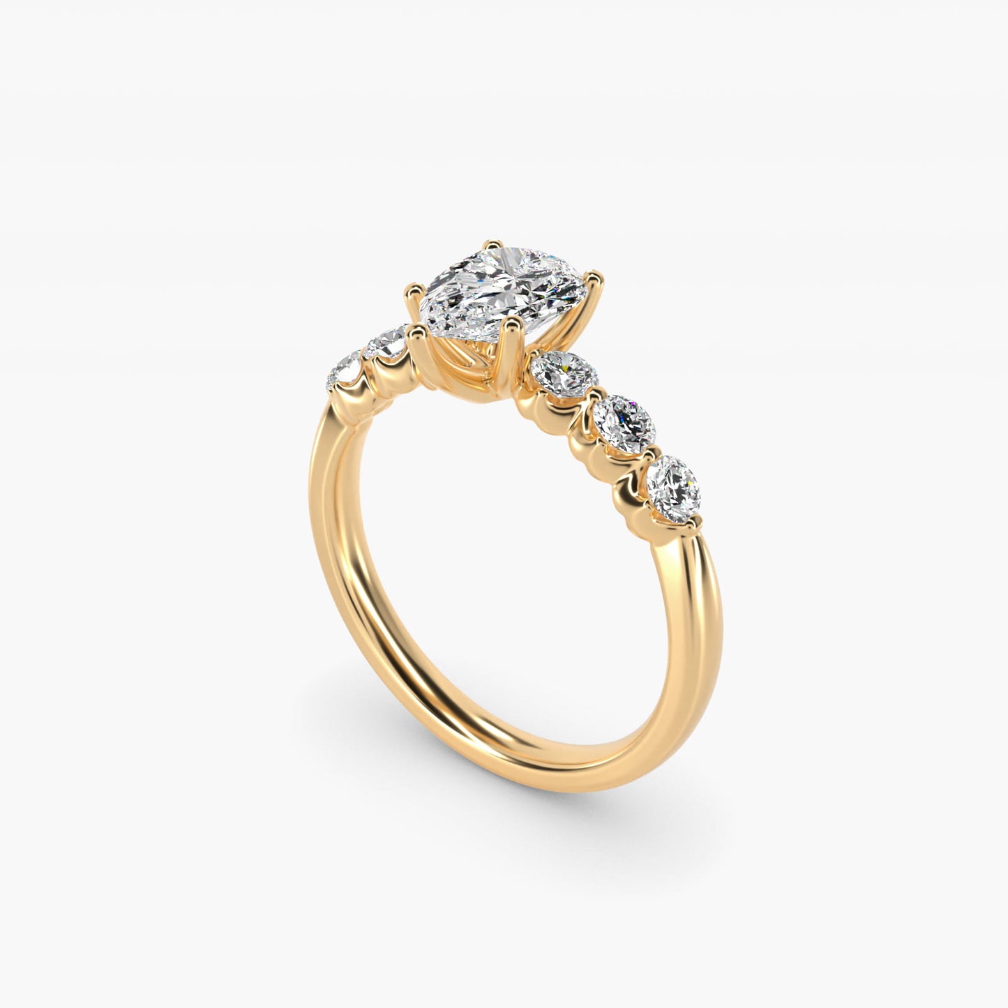 The Gallery Collection™ Floating Diamond Engagement Ring in 18k Yellow Gold (1/3 ct. tw.) - Pear Center