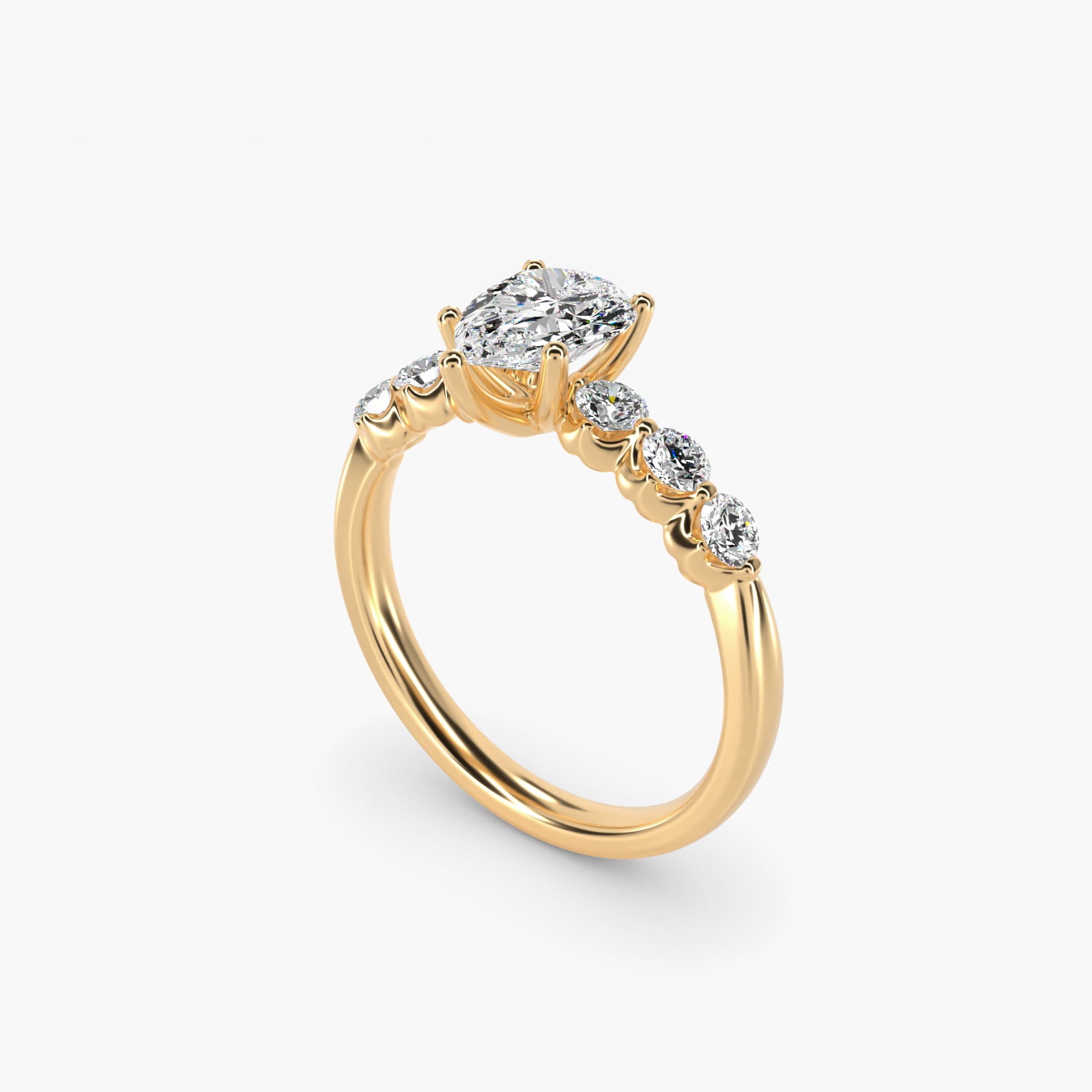 The Gallery Collection™ Floating Diamond Engagement Ring in 18k Yellow Gold (1/3 ct. tw.) - Pear Center
